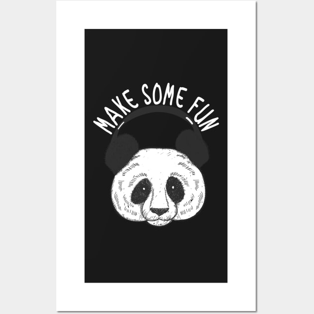 Panda Earphones Wall Art by D3monic